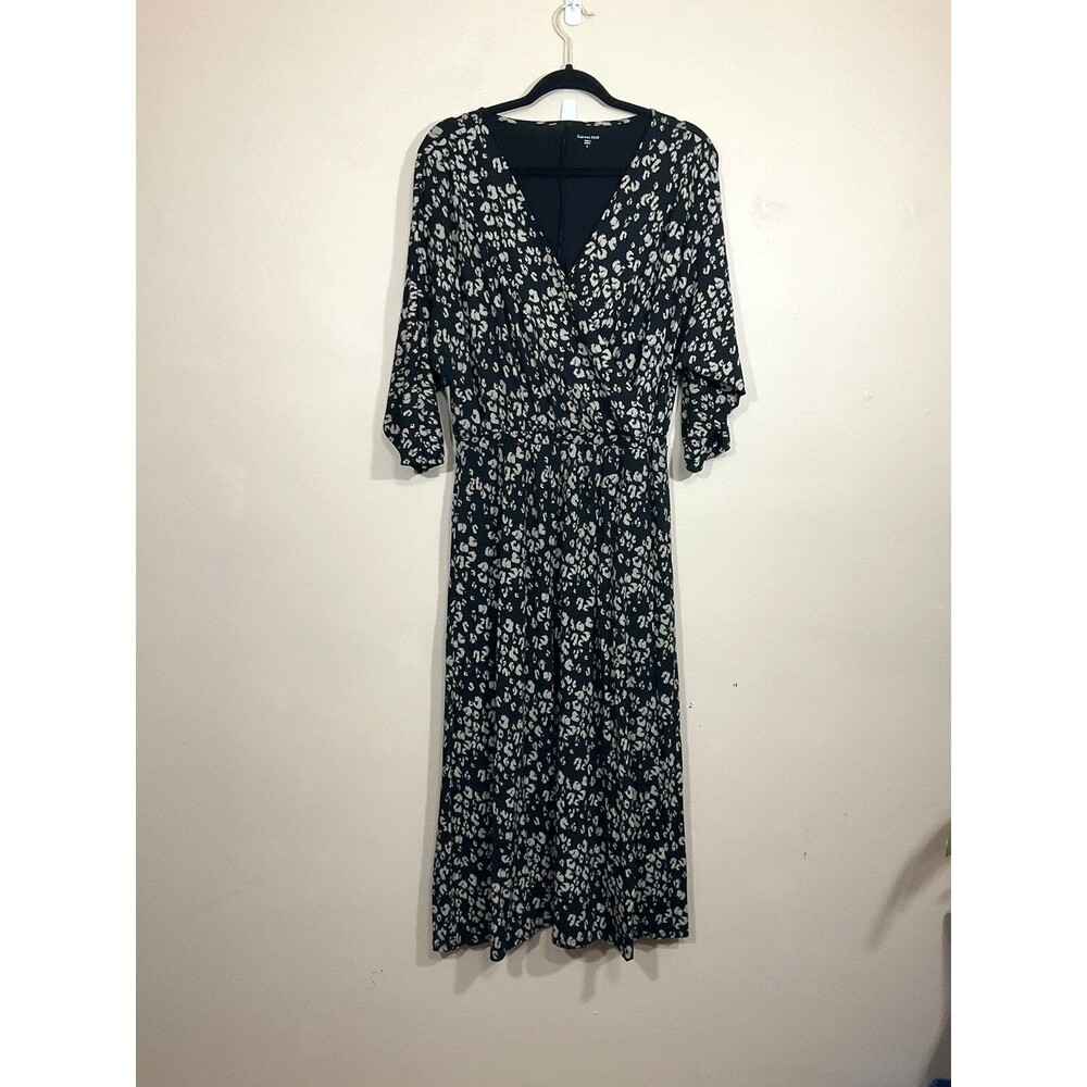 Garnet Hill Faux Wrap Maxi Dress S Black Dark Cottage Whimsigoth Witchy NWT